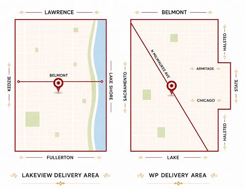 Cumin Lakeview and Wicker Park Delivery Areas